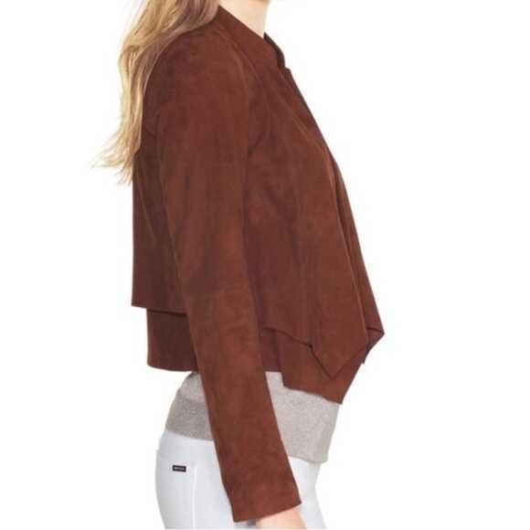 WHBM Brown Lightweight Suede Open Cascade Lapel Jacket Size Large NWOT - Picture 13 of 14